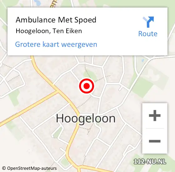 Locatie op kaart van de 112 melding: Ambulance Met Spoed Naar Hoogeloon, Ten Eiken op 2 oktober 2014 15:32