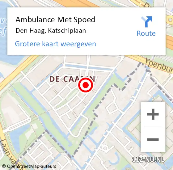 Locatie op kaart van de 112 melding: Ambulance Met Spoed Naar Den Haag, Katschiplaan op 16 april 2024 02:30