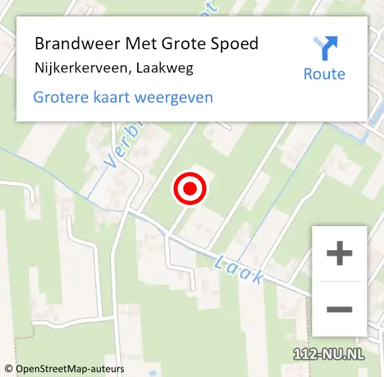 Locatie op kaart van de 112 melding: Brandweer Met Grote Spoed Naar Nijkerkerveen, Laakweg op 16 april 2024 03:27