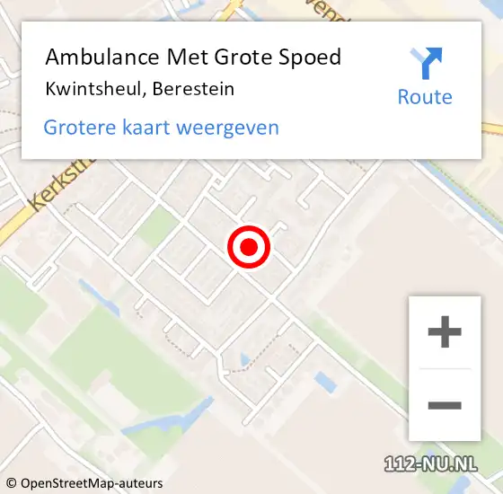 Locatie op kaart van de 112 melding: Ambulance Met Grote Spoed Naar Kwintsheul, Berestein op 16 april 2024 03:30