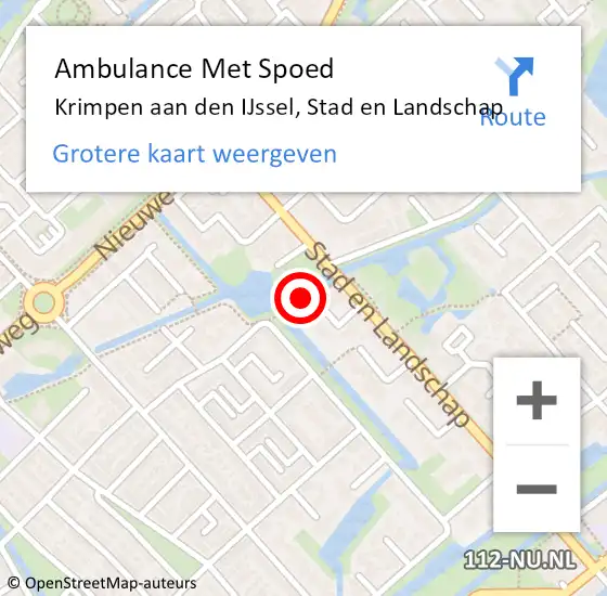 Locatie op kaart van de 112 melding: Ambulance Met Spoed Naar Krimpen aan den IJssel, Stad en Landschap op 16 april 2024 04:27