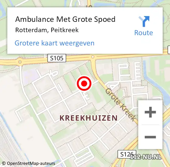 Locatie op kaart van de 112 melding: Ambulance Met Grote Spoed Naar Rotterdam, Peitkreek op 16 april 2024 05:55