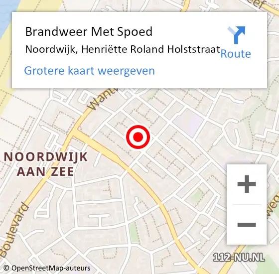 Locatie op kaart van de 112 melding: Brandweer Met Spoed Naar Noordwijk, Henriëtte Roland Holststraat op 16 april 2024 06:24