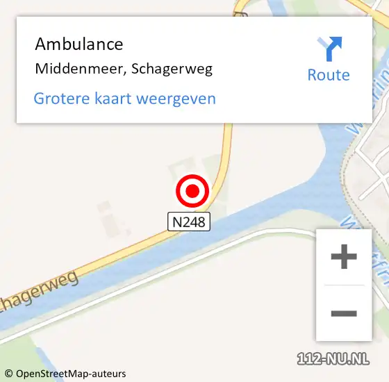 Locatie op kaart van de 112 melding: Ambulance Middenmeer, Schagerweg op 16 april 2024 06:26