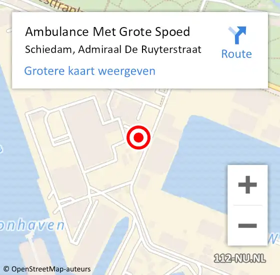 Locatie op kaart van de 112 melding: Ambulance Met Grote Spoed Naar Schiedam, Admiraal De Ruyterstraat op 16 april 2024 06:38