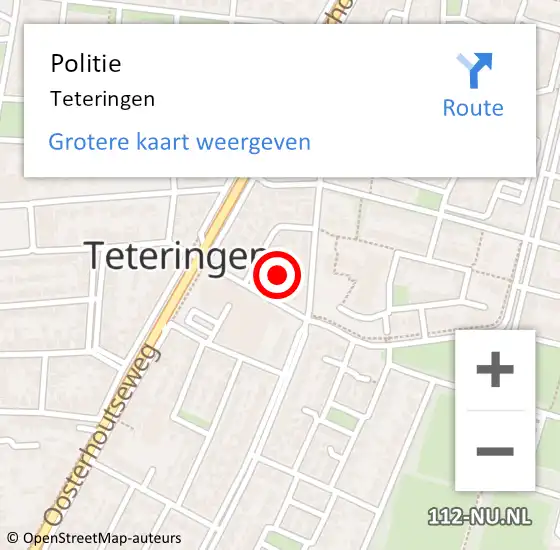 Locatie op kaart van de 112 melding: Politie Teteringen op 16 april 2024 08:04