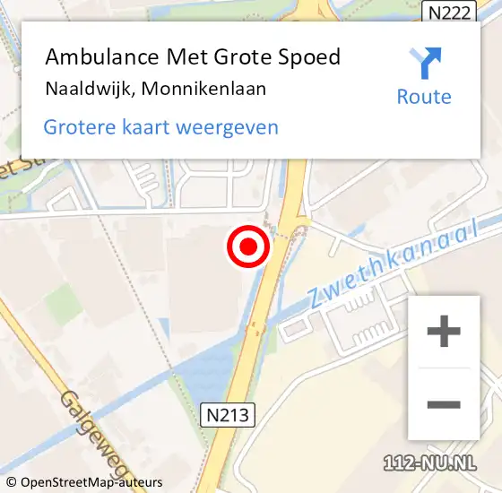 Locatie op kaart van de 112 melding: Ambulance Met Grote Spoed Naar Naaldwijk, Monnikenlaan op 16 april 2024 08:34