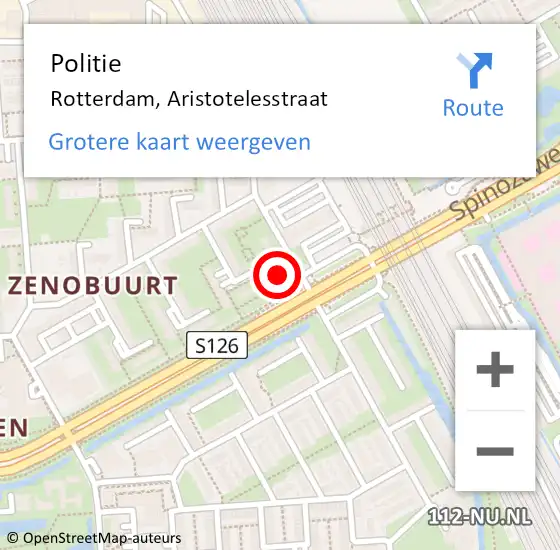 Locatie op kaart van de 112 melding: Politie Rotterdam, Aristotelesstraat op 16 april 2024 08:55