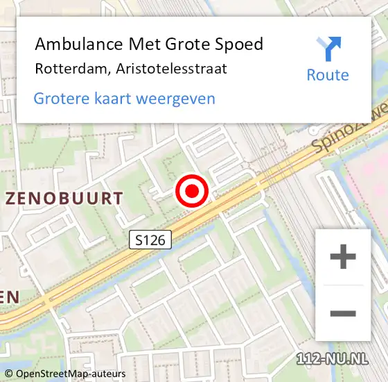 Locatie op kaart van de 112 melding: Ambulance Met Grote Spoed Naar Rotterdam, Aristotelesstraat op 16 april 2024 08:55