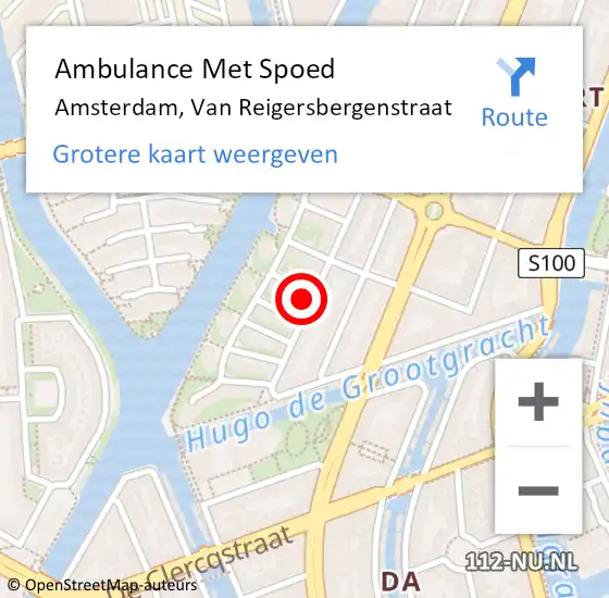 Locatie op kaart van de 112 melding: Ambulance Met Spoed Naar Amsterdam, Van Reigersbergenstraat op 16 april 2024 09:45