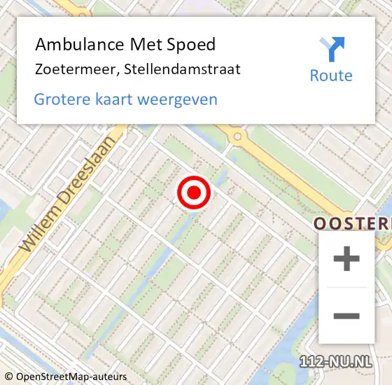 Locatie op kaart van de 112 melding: Ambulance Met Spoed Naar Zoetermeer, Stellendamstraat op 16 april 2024 09:46