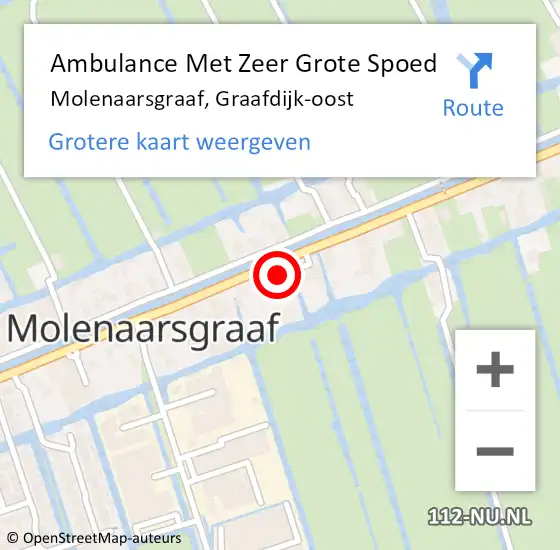 Locatie op kaart van de 112 melding: Ambulance Met Zeer Grote Spoed Naar Molenaarsgraaf, Graafdijk-oost op 16 april 2024 10:11