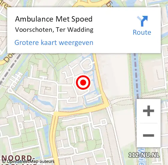 Locatie op kaart van de 112 melding: Ambulance Met Spoed Naar Voorschoten, Ter Wadding op 16 april 2024 10:16