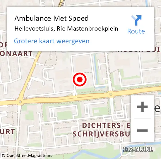 Locatie op kaart van de 112 melding: Ambulance Met Spoed Naar Hellevoetsluis, Rie Mastenbroekplein op 16 april 2024 10:18