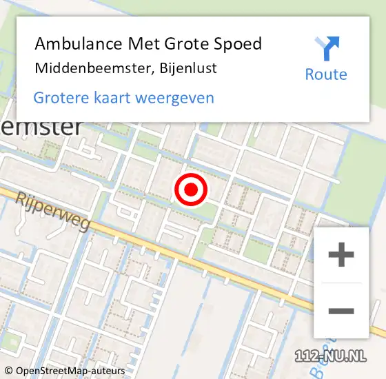 Locatie op kaart van de 112 melding: Ambulance Met Grote Spoed Naar Middenbeemster, Bijenlust op 16 april 2024 10:35