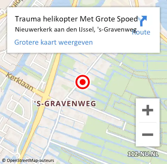 Locatie op kaart van de 112 melding: Trauma helikopter Met Grote Spoed Naar Nieuwerkerk aan den IJssel, 's-Gravenweg op 16 april 2024 11:00