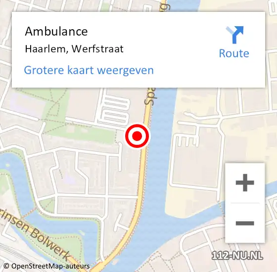 Locatie op kaart van de 112 melding: Ambulance Haarlem, Werfstraat op 16 april 2024 11:15