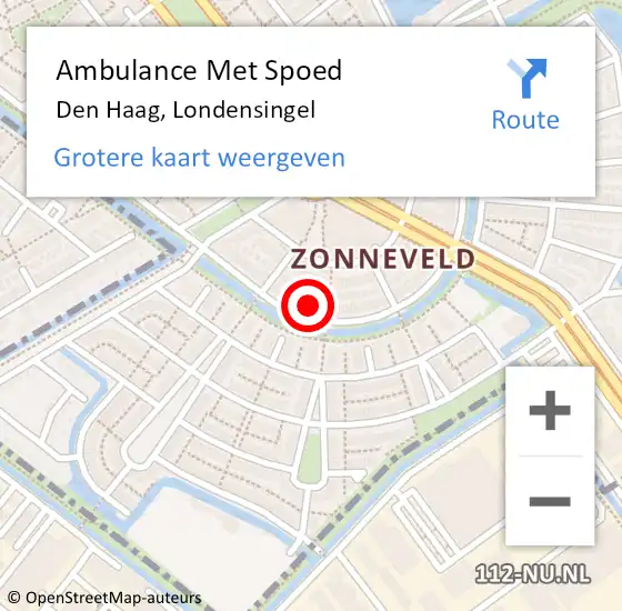 Locatie op kaart van de 112 melding: Ambulance Met Spoed Naar Den Haag, Londensingel op 16 april 2024 11:18