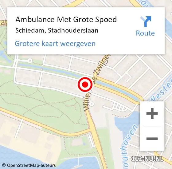 Locatie op kaart van de 112 melding: Ambulance Met Grote Spoed Naar Schiedam, Stadhouderslaan op 16 april 2024 11:44