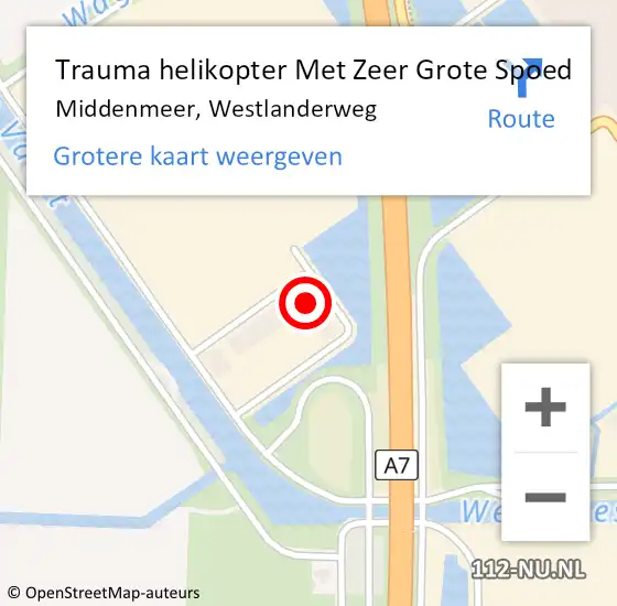 Locatie op kaart van de 112 melding: Trauma helikopter Met Zeer Grote Spoed Naar Middenmeer, Westlanderweg op 16 april 2024 11:55