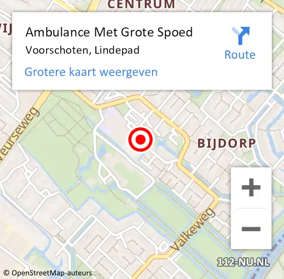 Locatie op kaart van de 112 melding: Ambulance Met Grote Spoed Naar Voorschoten, Lindepad op 16 april 2024 12:10