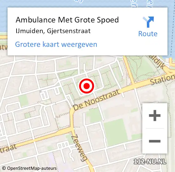 Locatie op kaart van de 112 melding: Ambulance Met Grote Spoed Naar IJmuiden, Gjertsenstraat op 16 april 2024 12:20