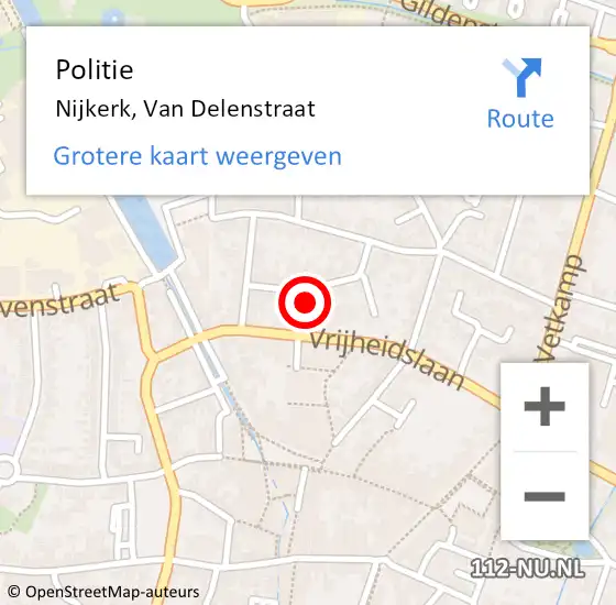 Locatie op kaart van de 112 melding: Politie Nijkerk, Van Delenstraat op 16 april 2024 12:48