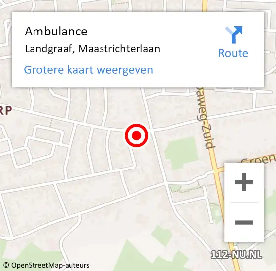 Locatie op kaart van de 112 melding: Ambulance Landgraaf, Maastrichterlaan op 2 oktober 2014 16:24