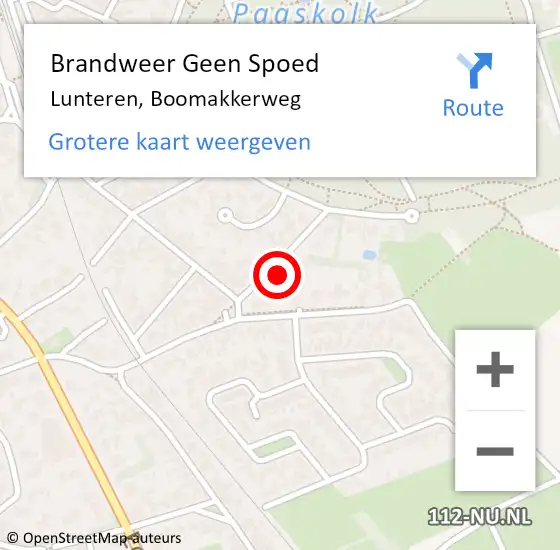 Locatie op kaart van de 112 melding: Brandweer Geen Spoed Naar Lunteren, Boomakkerweg op 16 april 2024 12:52