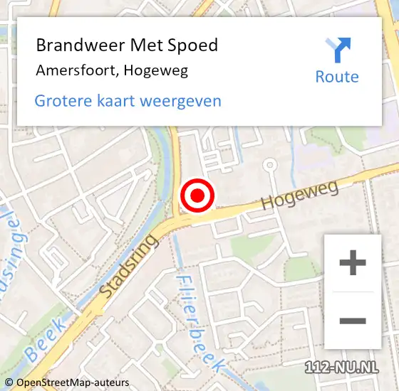 Locatie op kaart van de 112 melding: Brandweer Met Spoed Naar Amersfoort, Hogeweg op 16 april 2024 12:54