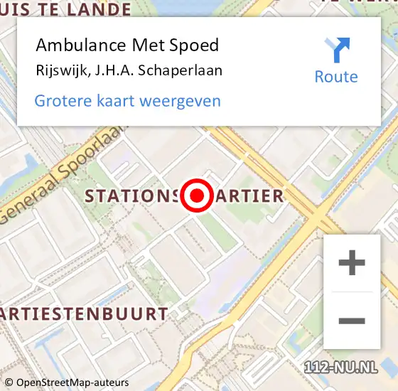Locatie op kaart van de 112 melding: Ambulance Met Spoed Naar Rijswijk, J.H.A. Schaperlaan op 16 april 2024 13:17