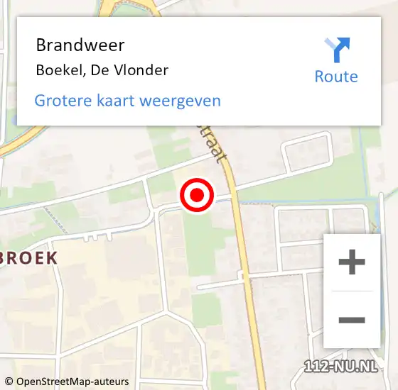 Locatie op kaart van de 112 melding: Brandweer Boekel, De Vlonder op 16 april 2024 13:25