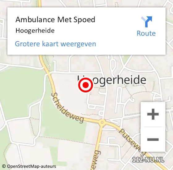 Locatie op kaart van de 112 melding: Ambulance Met Spoed Naar Hoogerheide op 16 april 2024 13:46