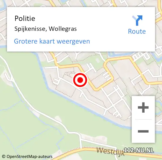 Locatie op kaart van de 112 melding: Politie Spijkenisse, Wollegras op 16 april 2024 13:48