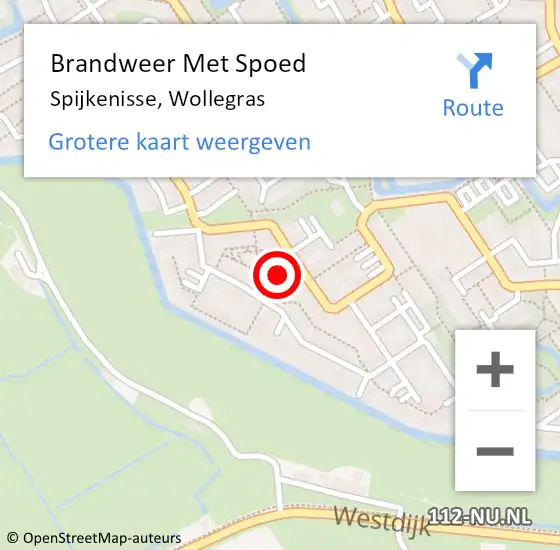 Locatie op kaart van de 112 melding: Brandweer Met Spoed Naar Spijkenisse, Wollegras op 16 april 2024 13:48