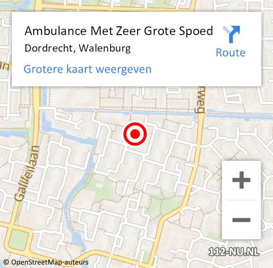 Locatie op kaart van de 112 melding: Ambulance Met Zeer Grote Spoed Naar Dordrecht, Walenburg op 16 april 2024 14:07