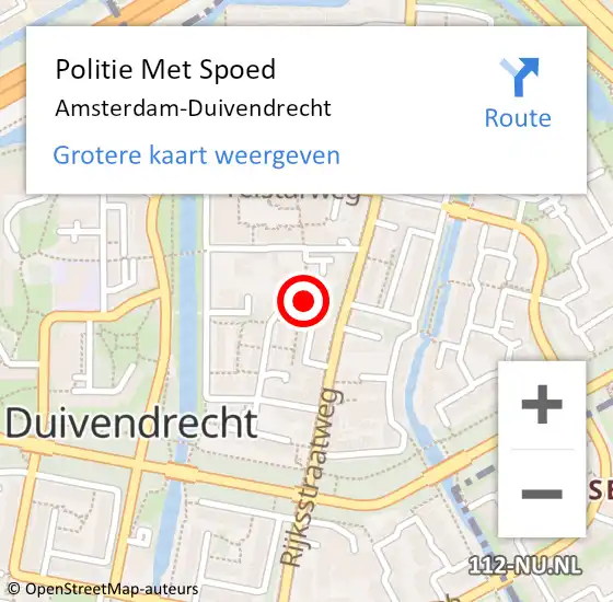 Locatie op kaart van de 112 melding: Politie Met Spoed Naar Amsterdam-Duivendrecht op 16 april 2024 14:19