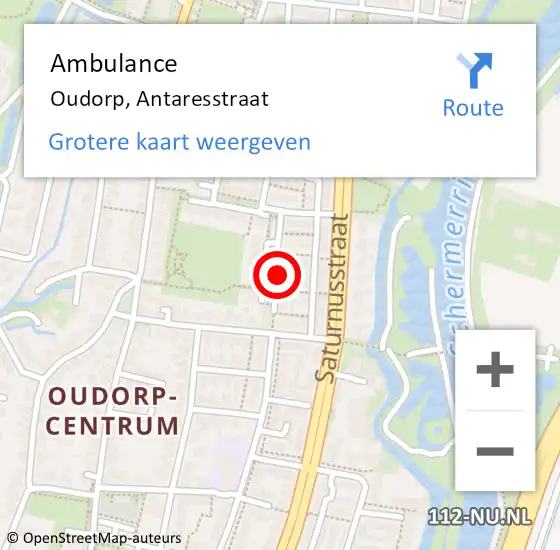 Locatie op kaart van de 112 melding: Ambulance Oudorp, Antaresstraat op 16 april 2024 14:27