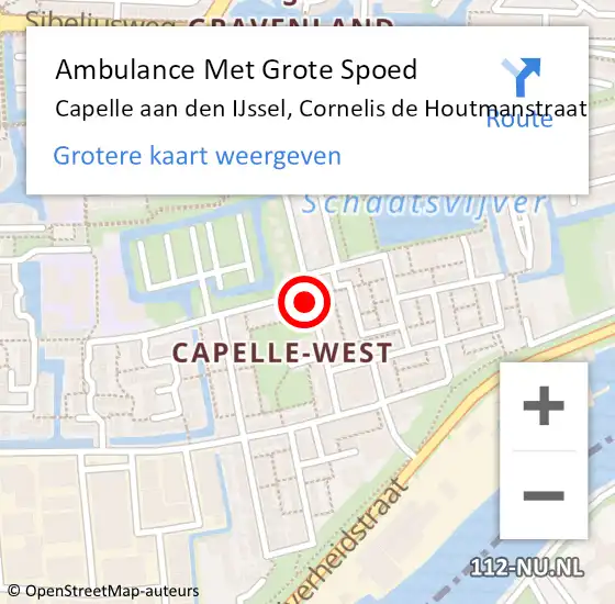 Locatie op kaart van de 112 melding: Ambulance Met Grote Spoed Naar Capelle aan den IJssel, Cornelis de Houtmanstraat op 16 april 2024 15:33