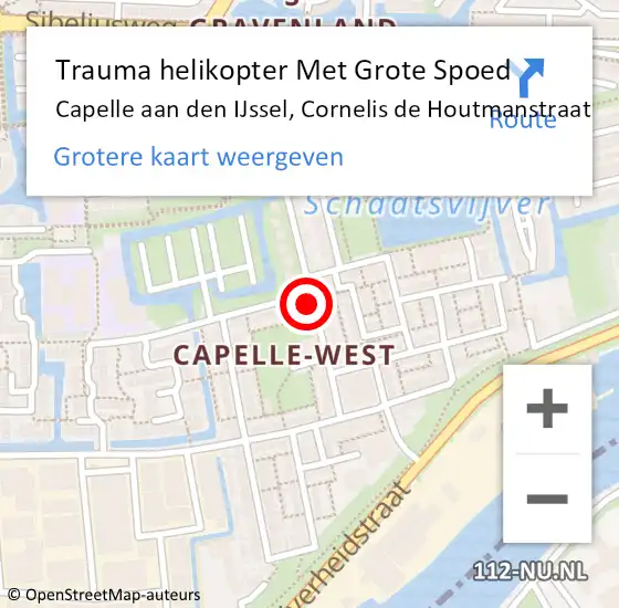 Locatie op kaart van de 112 melding: Trauma helikopter Met Grote Spoed Naar Capelle aan den IJssel, Cornelis de Houtmanstraat op 16 april 2024 15:38