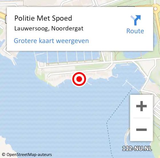 Locatie op kaart van de 112 melding: Politie Met Spoed Naar Lauwersoog, Noordergat op 16 april 2024 15:42