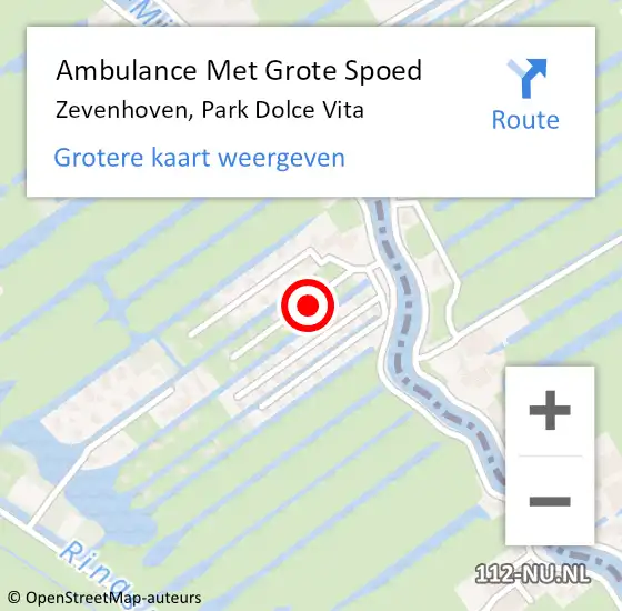 Locatie op kaart van de 112 melding: Ambulance Met Grote Spoed Naar Zevenhoven, Park Dolce Vita op 16 april 2024 16:02