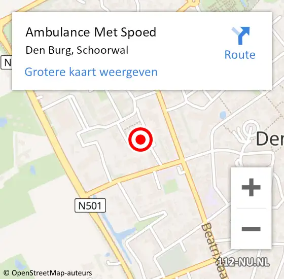Locatie op kaart van de 112 melding: Ambulance Met Spoed Naar Den Burg, Schoorwal op 16 april 2024 16:12