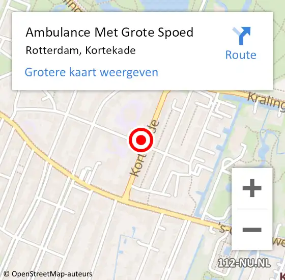 Locatie op kaart van de 112 melding: Ambulance Met Grote Spoed Naar Rotterdam, Kortekade op 16 april 2024 16:28