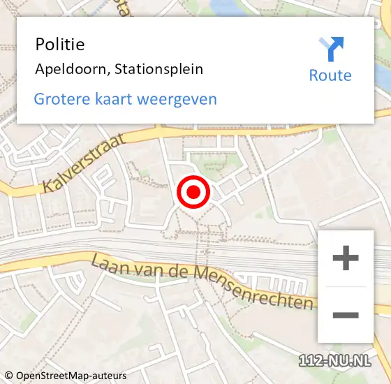Locatie op kaart van de 112 melding: Politie Apeldoorn, Stationsplein op 16 april 2024 16:54