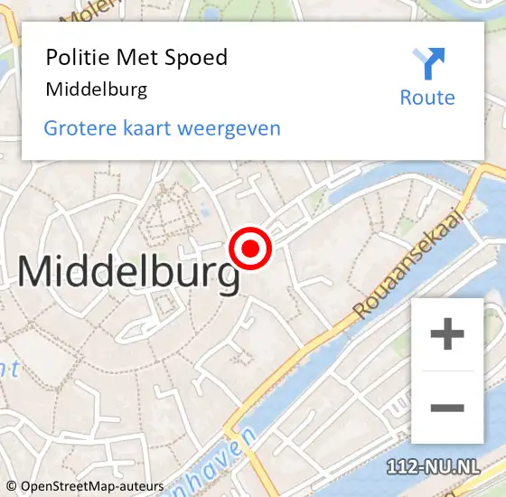 Locatie op kaart van de 112 melding: Politie Met Spoed Naar Middelburg op 16 april 2024 16:55