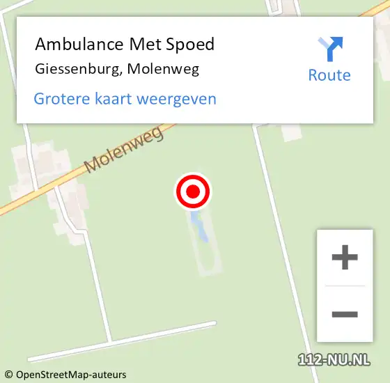 Locatie op kaart van de 112 melding: Ambulance Met Spoed Naar Giessenburg, Molenweg op 16 april 2024 16:56