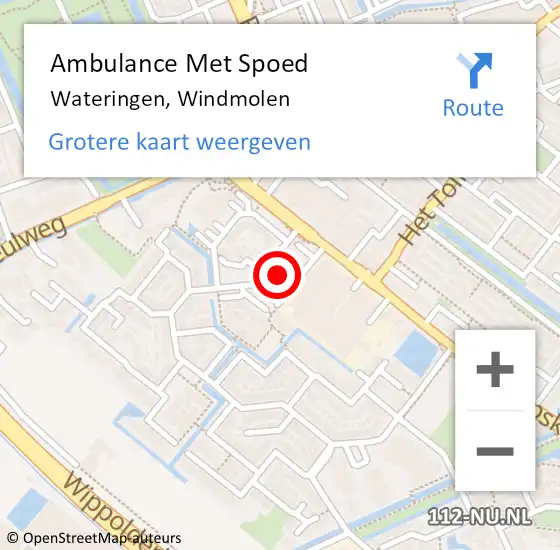 Locatie op kaart van de 112 melding: Ambulance Met Spoed Naar Wateringen, Windmolen op 16 april 2024 17:23