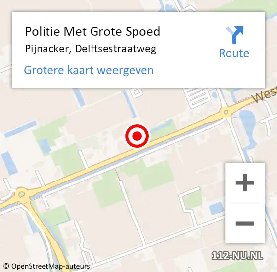 Locatie op kaart van de 112 melding: Politie Met Grote Spoed Naar Pijnacker, Delftsestraatweg op 16 april 2024 17:23