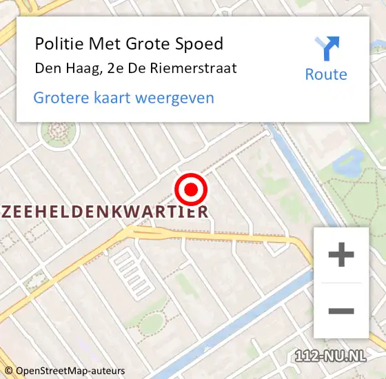 Locatie op kaart van de 112 melding: Politie Met Grote Spoed Naar Den Haag, 2e De Riemerstraat op 16 april 2024 18:12